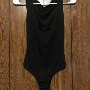 Black ribbed cutout bodysuit